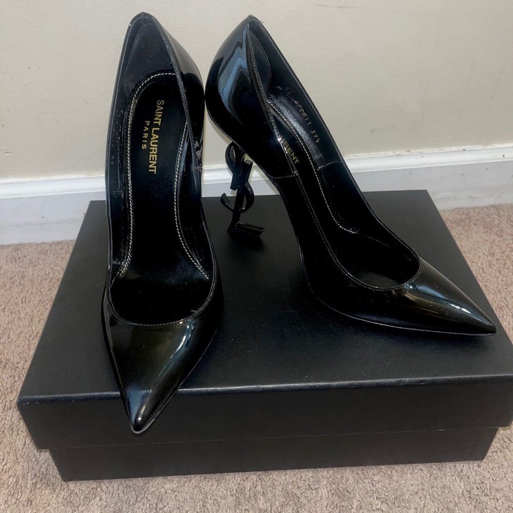 Saint Laurent Opyum Point-Toe Patent Leather Pumps (YSL HEELS)